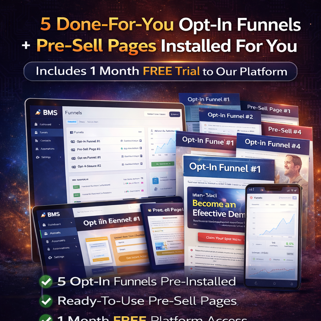 Done-For-You Funnel Setup + 5 Opt-In Funnels (1 Month BMS Access Included)